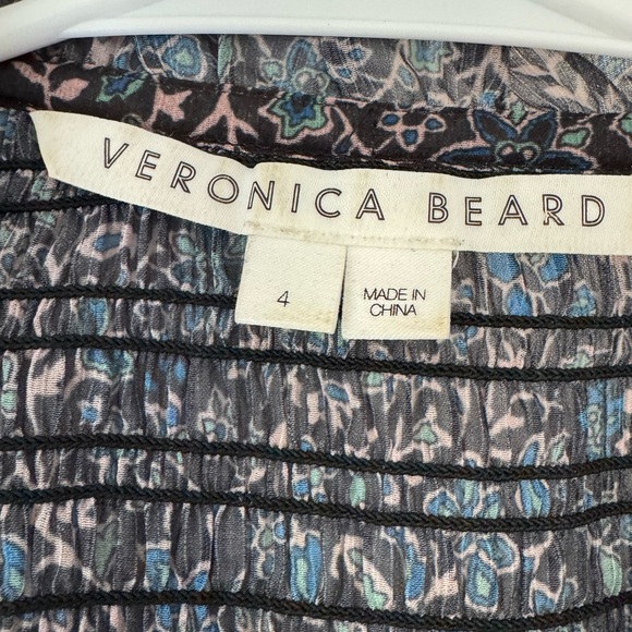 Veronica Beard Jaz Chiffon Floral Tie Split Neck Blouse Top, Size 4 - Picture 10 of 12